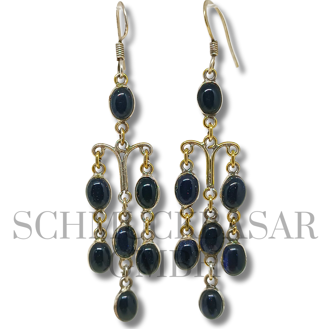 SILVER BLACK ONYX STONE EARRINGS