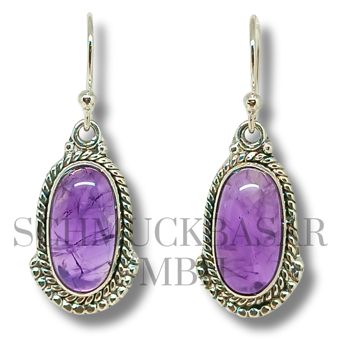 SILVER AMETHYST STONE EARRINGS