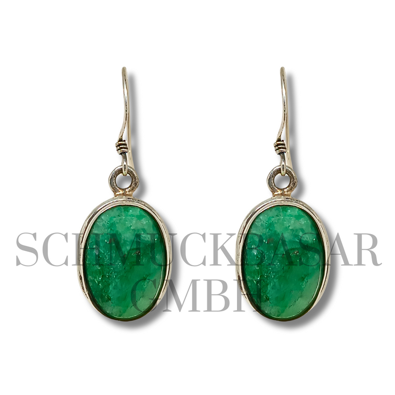 SILVER EMERALD STONE EARRINGS