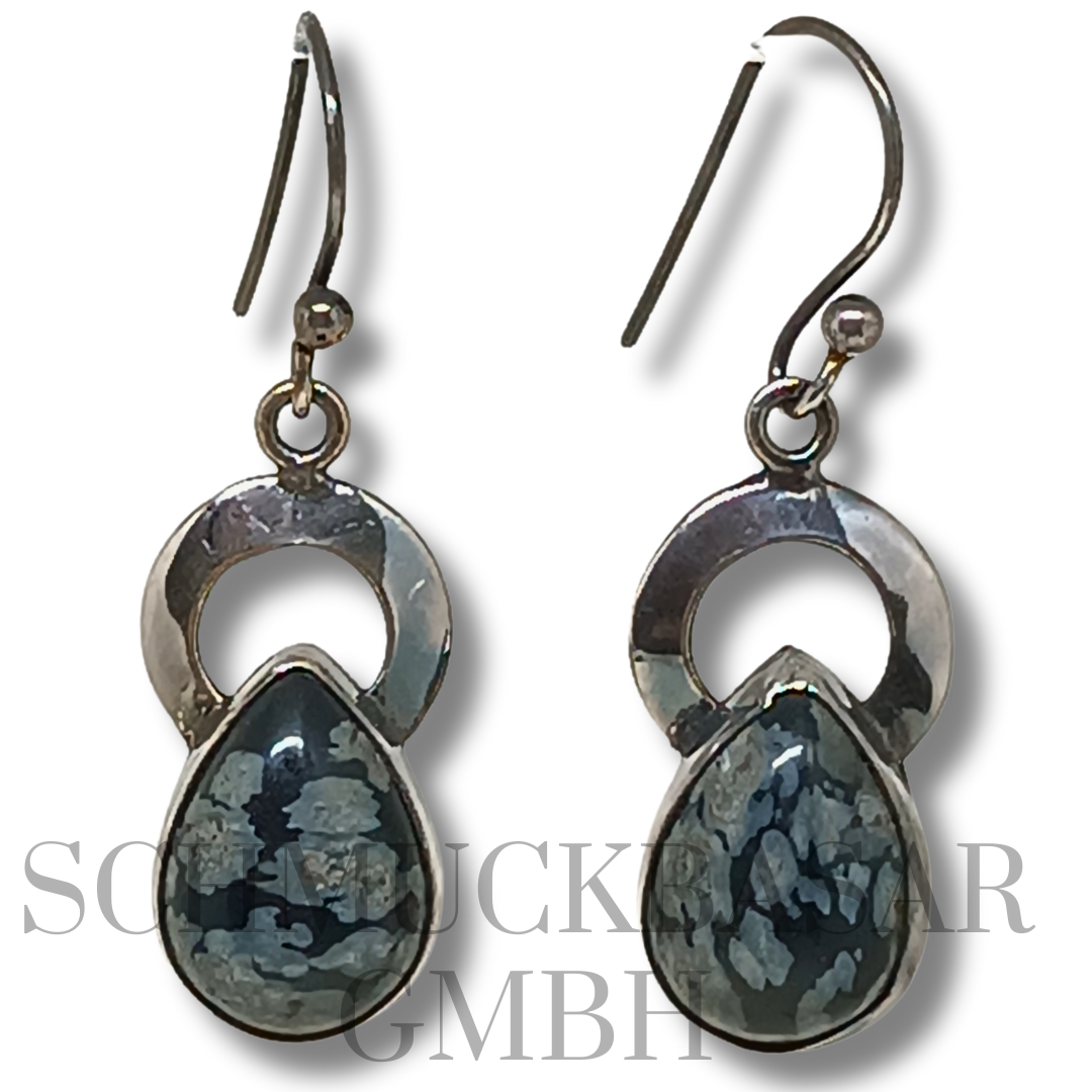 SILVER AGATE STONE EARRINGS