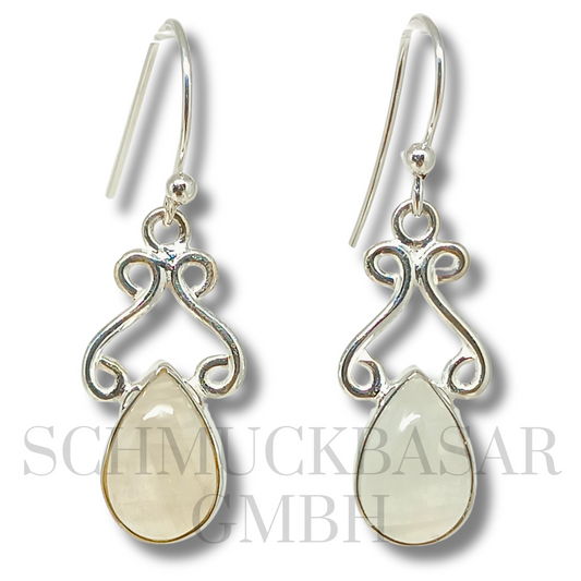 SILVER R.MOONSTONE STONE EARRINGS