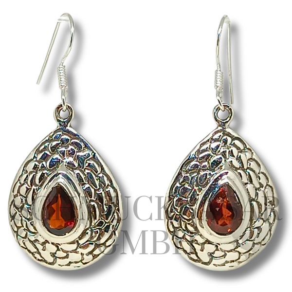 SILVER GARNET STONE EARRINGS