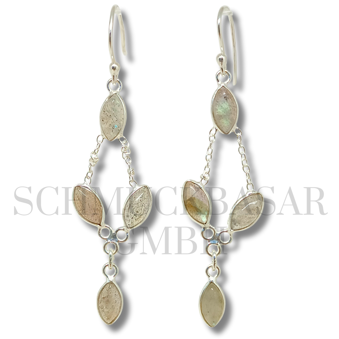 SILVER LABRADORITE STONE EARRINGS