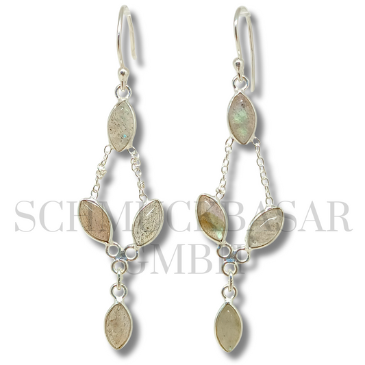 SILVER LABRADORITE STONE EARRINGS