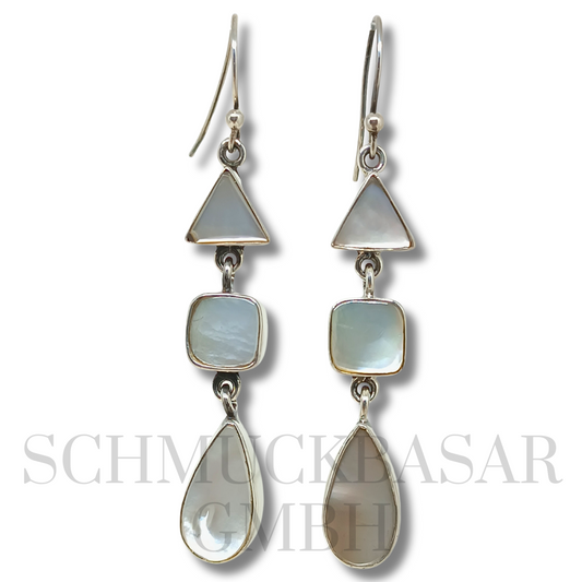 SILVER PEARL STONE EARRINGS