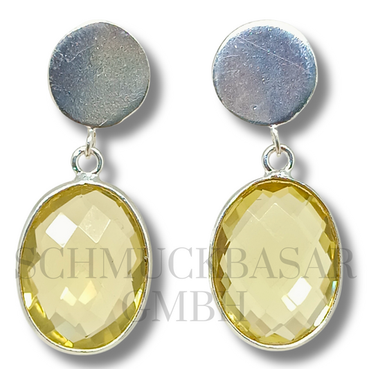 SILVER CITRINE STONE EARRINGS