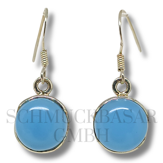 SILVER BLUE CHALCEDONY STONE EARRINGS