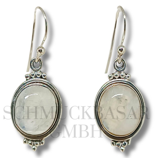 SILVER R.MOONSTONE STONE EARRINGS