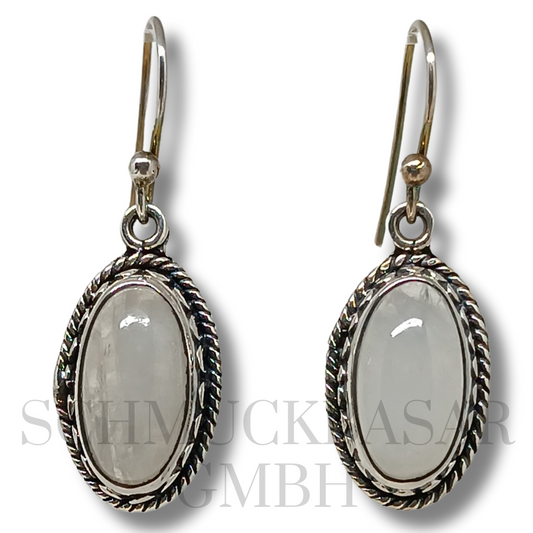 SILVER R.MOONSTONE STONE EARRINGS