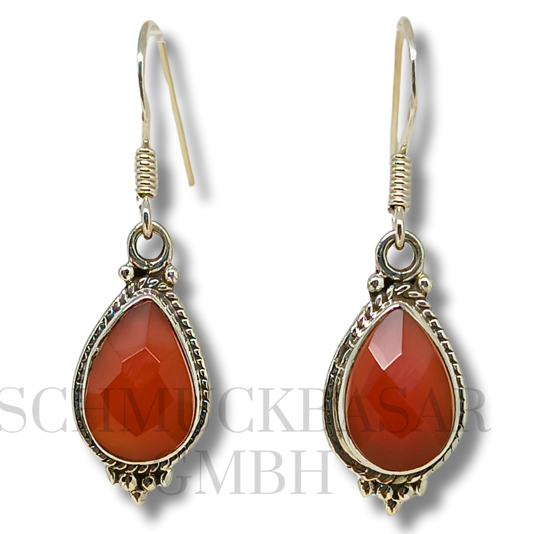 SILVER CARNELIAN STONE EARRINGS