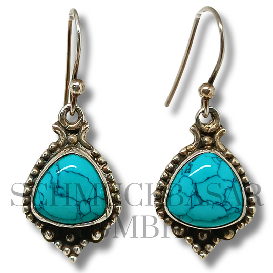 SILVER TURQUOISE STONE EARRINGS