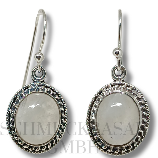 SILVER R.MOONSTONE STONE EARRINGS