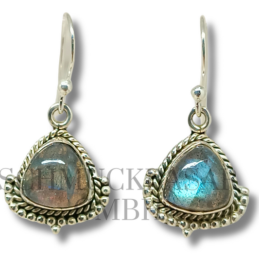 SILVER LABRADORITE STONE EARRINGS