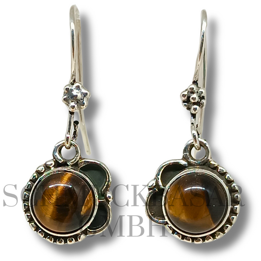 SILVER TIGER EYE STONE EARRINGS