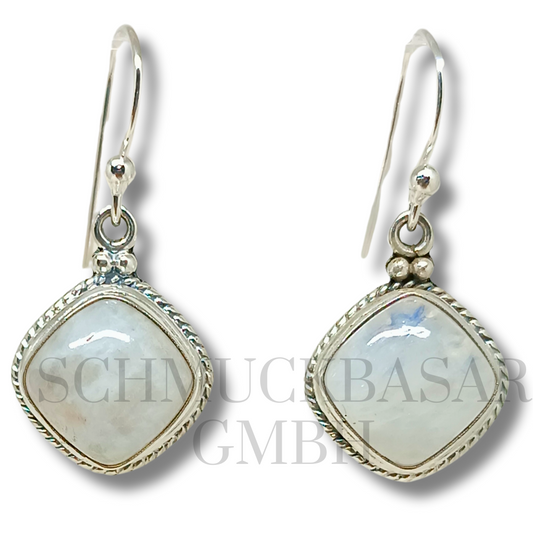 SILVER R.MOONSTONE STONE EARRINGS