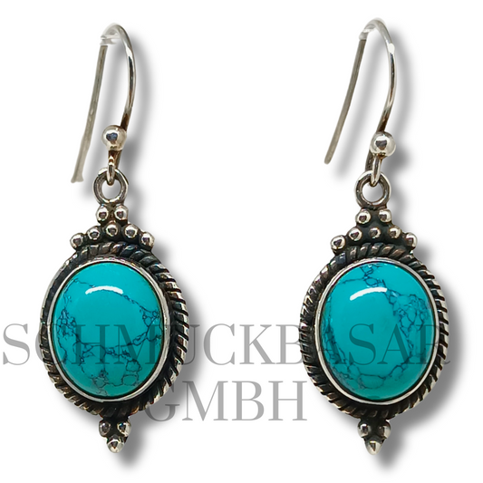 SILVER TURQUOISE STONE EARRINGS