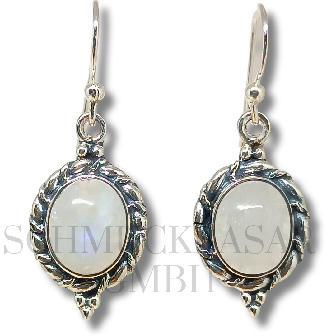 SILVER R.MOONSTONE STONE EARRINGS