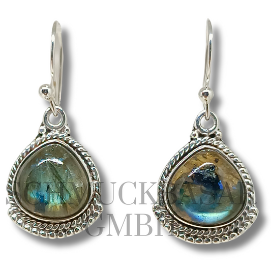 SILVER LABRADORITE STONE EARRINGS