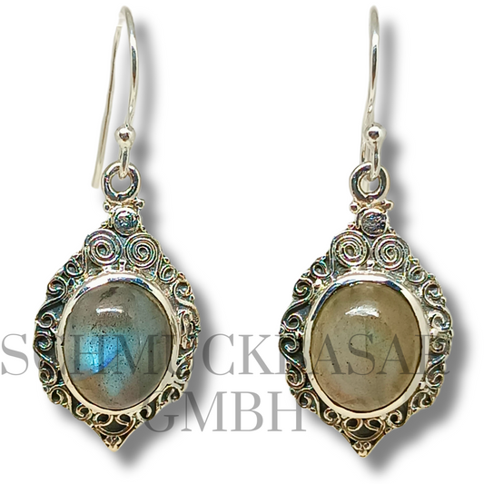 SILVER LABRADORITE STONE EARRINGS