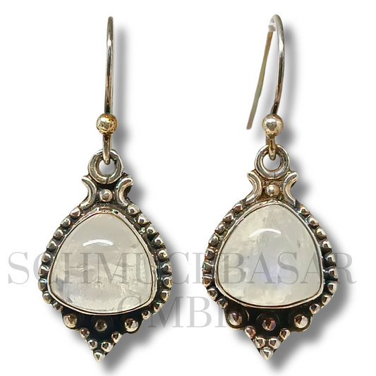 SILVER R.MOONSTONE STONE EARRINGS