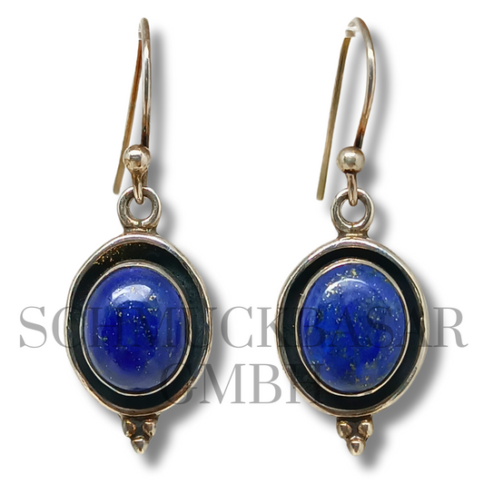 SILVER LAPIS LAZULI STONE EARRINGS