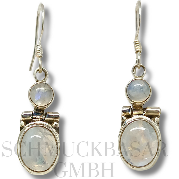 SILVER R.MOONSTONE STONE EARRINGS