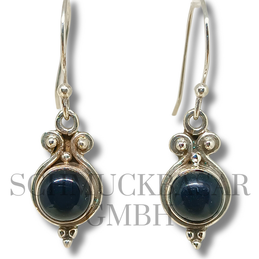 SILVER BLACK ONYX STONE EARRINGS