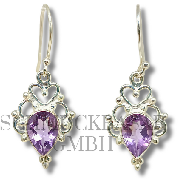 SILVER AMETHYST STONE EARRINGS