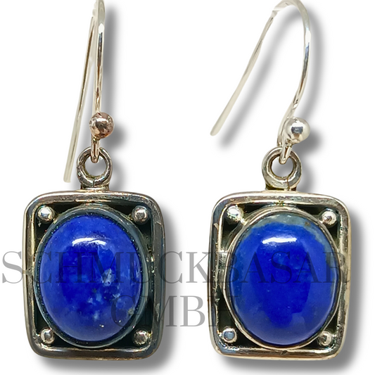 SILVER LAPIS LAZULI STONE EARRINGS