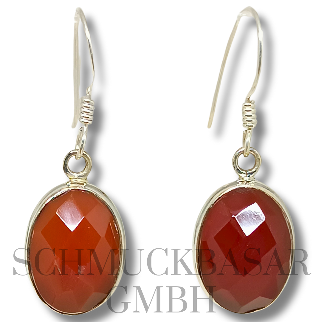 SILVER CARNELIAN STONE EARRINGS