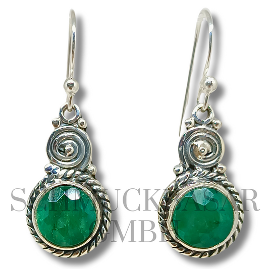 SILVER GREEN ONYX STONE EARRINGS