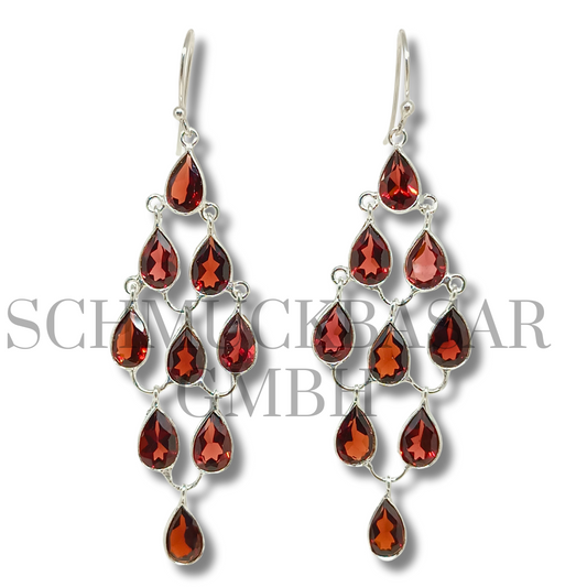 SILVER GARNET STONE EARRINGS