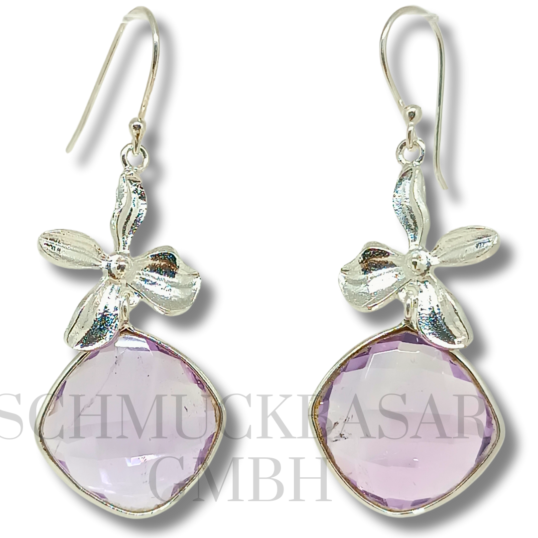 SILVER AMETHYST STONE EARRINGS