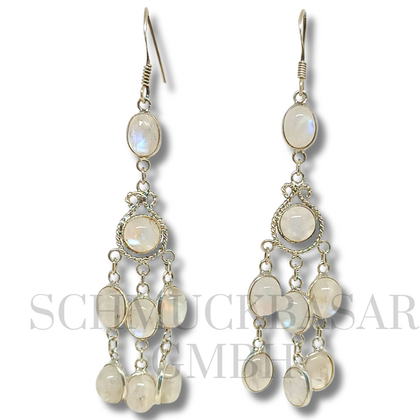 SILVER R.MOONSTONE STONE EARRINGS