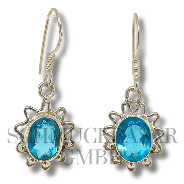 SILVER BLUE TOPAZ STONE EARRINGS