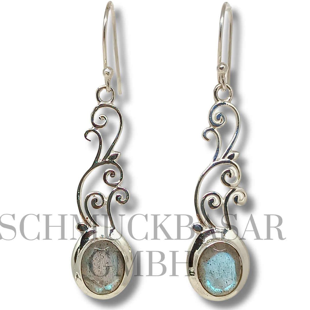 SILVER LABRADORITE STONE EARRINGS