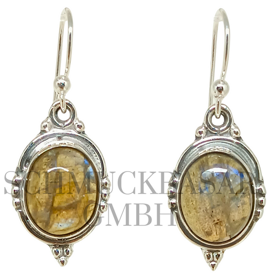 SILVER LABRADORITE STONE EARRINGS