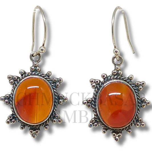 SILVER CARNELIAN STONE EARRINGS