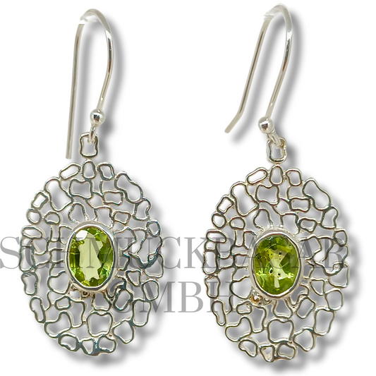 SILVER PERIDOT STONE EARRINGS