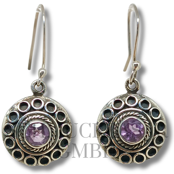 SILVER AMETHYST STONE EARRINGS