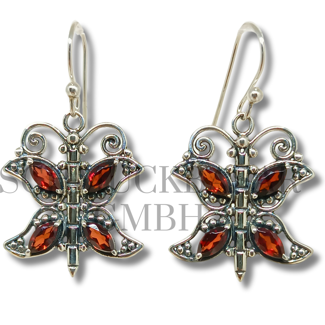 SILVER GARNET STONE EARRINGS