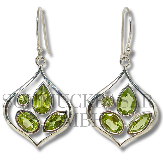 SILVER PERIDOT STONE EARRINGS