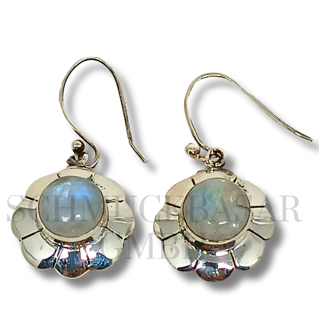 SILVER R.MOONSTONE STONE EARRINGS