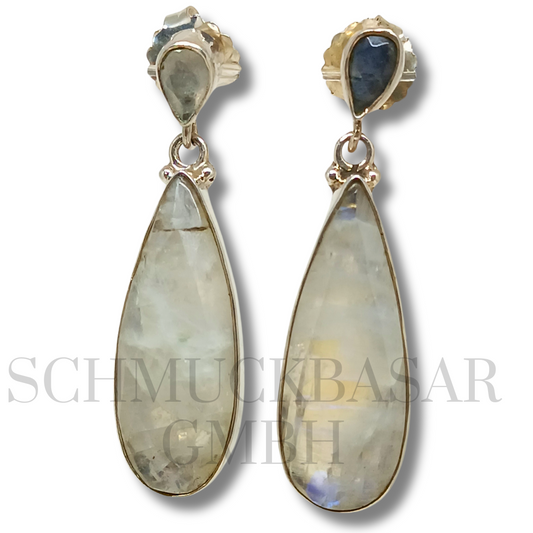 SILVER R.MOONSTONE STONE EARRINGS