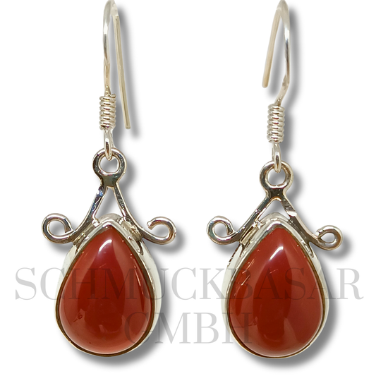 SILVER CARNELIAN STONE EARRINGS