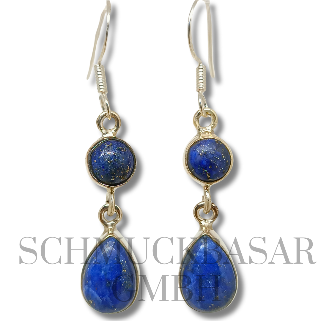 SILVER LAPIS LAZULI STONE EARRINGS