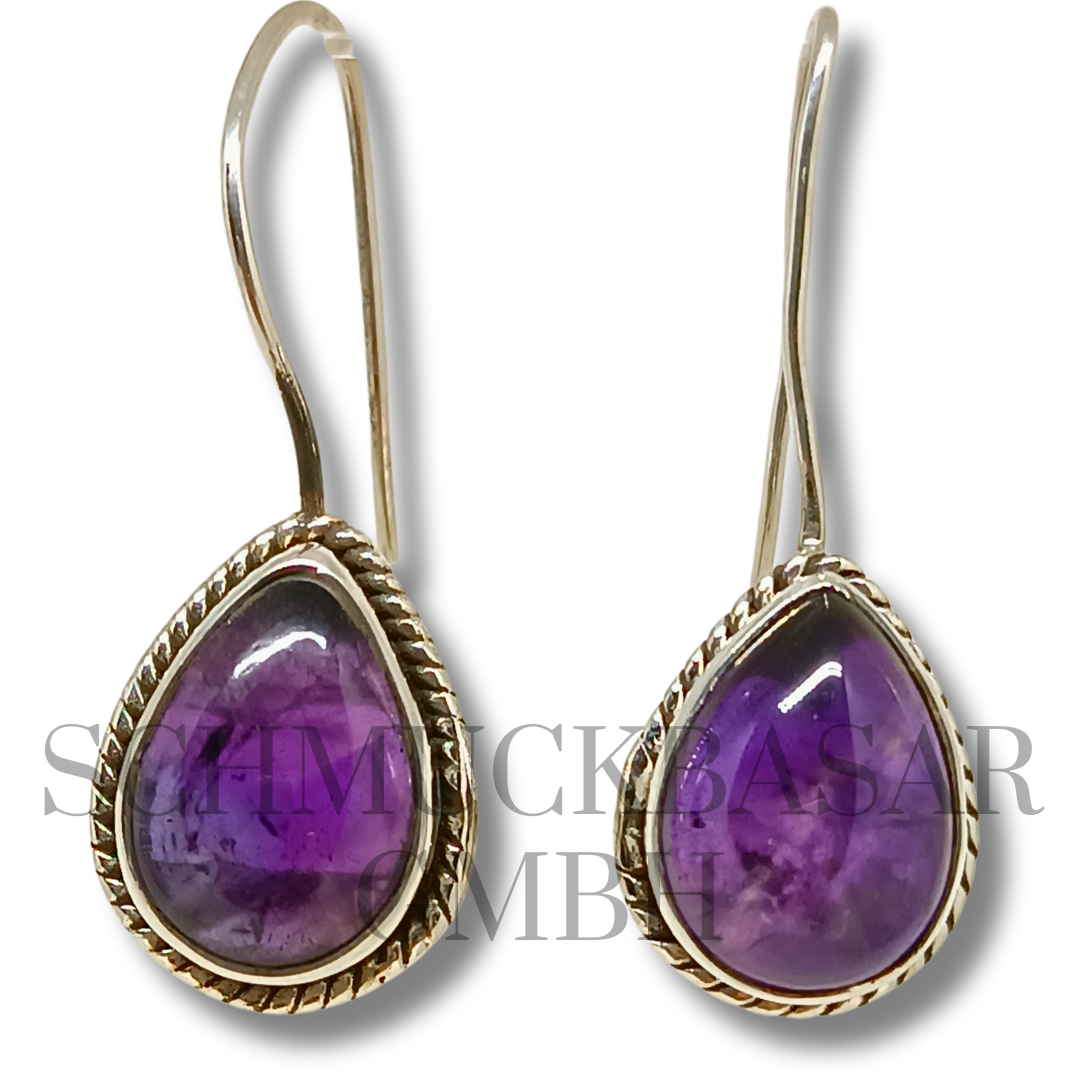 SILVER AMETHYST STONE EARRINGS