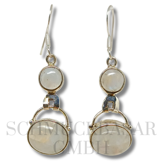 SILVER R.MOONSTONE STONE EARRINGS