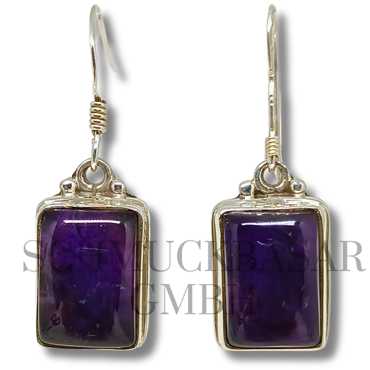 SILVER AMETHYST STONE EARRINGS