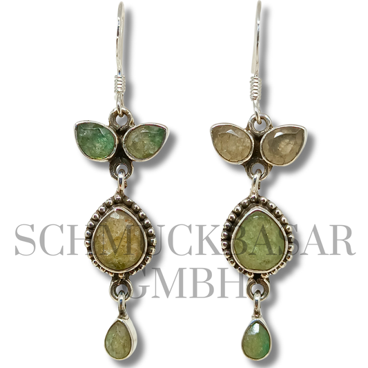 SILVER LABRADORITE STONE EARRINGS